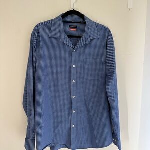 Van Heusen Navy Checkered Button Down Shirt
